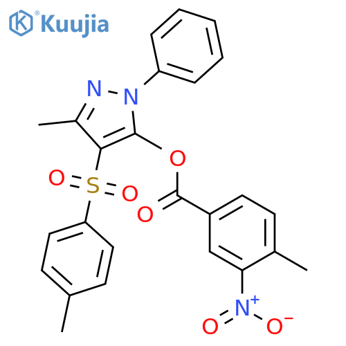 3-methyl-4-(4-methylbenzenesulfonyl)-1-phenyl-1H-pyrazol-5-yl 4-methyl-3-nitrobenzoate structure