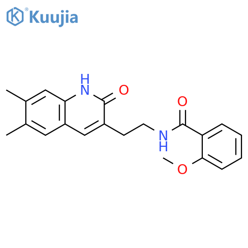 N-2-(6,7-dimethyl-2-oxo-1,2-dihydroquinolin-3-yl)ethyl-2-methoxybenzamide structure