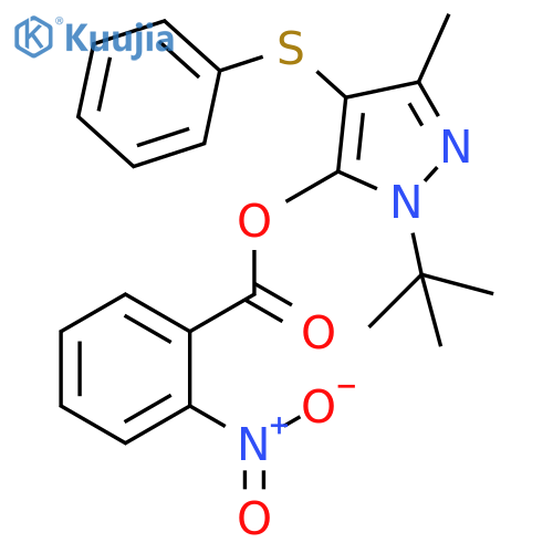 1-tert-butyl-3-methyl-4-(phenylsulfanyl)-1H-pyrazol-5-yl 2-nitrobenzoate structure
