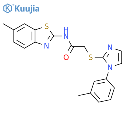 N-(6-methyl-1,3-benzothiazol-2-yl)-2-{1-(3-methylphenyl)-1H-imidazol-2-ylsulfanyl}acetamide structure