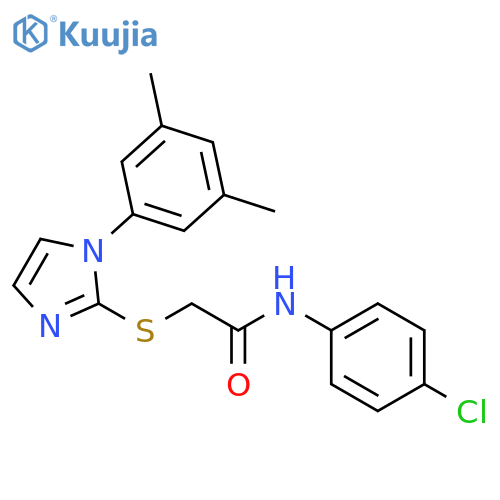 N-(4-chlorophenyl)-2-{1-(3,5-dimethylphenyl)-1H-imidazol-2-ylsulfanyl}acetamide structure