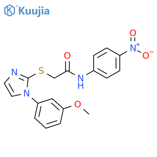 2-{1-(3-methoxyphenyl)-1H-imidazol-2-ylsulfanyl}-N-(4-nitrophenyl)acetamide structure