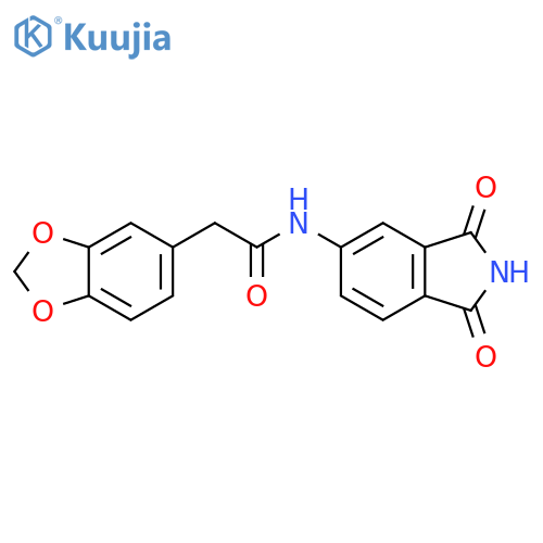 2-(2H-1,3-benzodioxol-5-yl)-N-(1,3-dioxo-2,3-dihydro-1H-isoindol-5-yl)acetamide structure