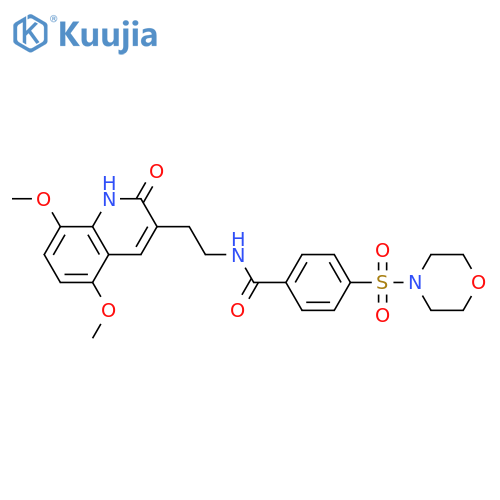 N-2-(5,8-dimethoxy-2-oxo-1,2-dihydroquinolin-3-yl)ethyl-4-(morpholine-4-sulfonyl)benzamide structure