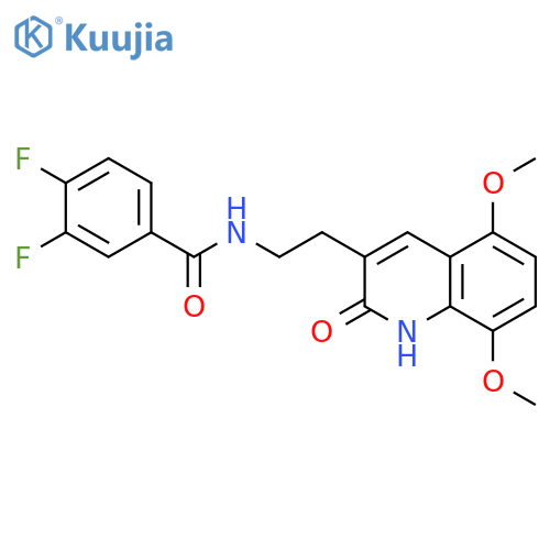 N-2-(5,8-dimethoxy-2-oxo-1,2-dihydroquinolin-3-yl)ethyl-3,4-difluorobenzamide structure