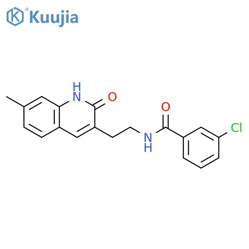 3-chloro-N-2-(7-methyl-2-oxo-1,2-dihydroquinolin-3-yl)ethylbenzamide structure