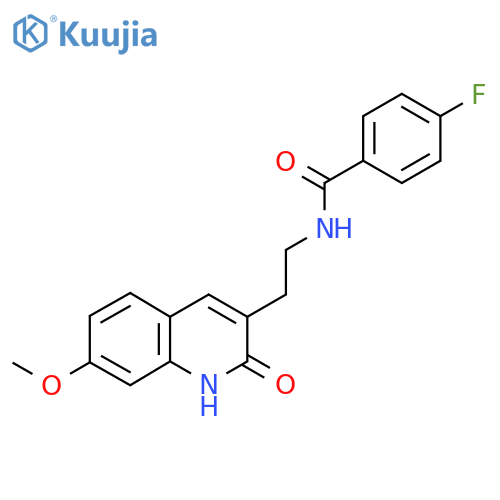 4-fluoro-N-2-(7-methoxy-2-oxo-1,2-dihydroquinolin-3-yl)ethylbenzamide structure