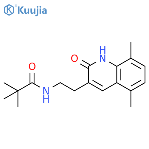 N-2-(5,8-dimethyl-2-oxo-1,2-dihydroquinolin-3-yl)ethyl-2,2-dimethylpropanamide structure