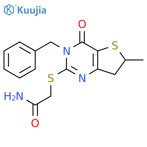 2-({3-benzyl-6-methyl-4-oxo-3H,4H,6H,7H-thieno3,2-dpyrimidin-2-yl}sulfanyl)acetamide structure