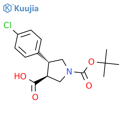 (3S,4R)-1-[(tert-butoxy)carbonyl]-4-(4-chlorophenyl)pyrrolidine-3-carboxylic acid structure