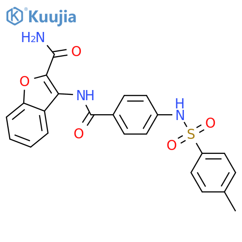 3-4-(4-methylbenzenesulfonamido)benzamido-1-benzofuran-2-carboxamide structure