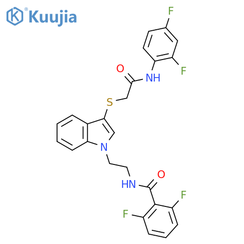N-{2-3-({(2,4-difluorophenyl)carbamoylmethyl}sulfanyl)-1H-indol-1-ylethyl}-2,6-difluorobenzamide structure