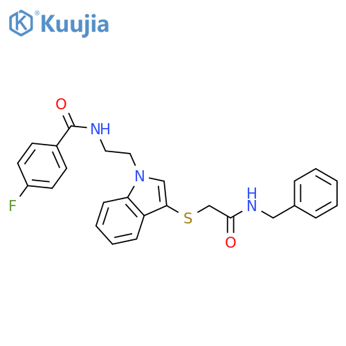 N-2-(3-{(benzylcarbamoyl)methylsulfanyl}-1H-indol-1-yl)ethyl-4-fluorobenzamide structure