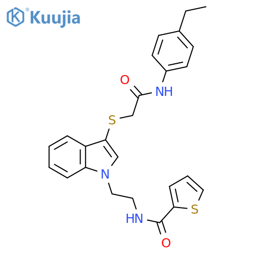 N-{2-3-({(4-ethylphenyl)carbamoylmethyl}sulfanyl)-1H-indol-1-ylethyl}thiophene-2-carboxamide structure