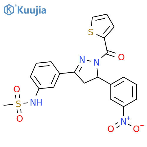 N-{3-5-(3-nitrophenyl)-1-(thiophene-2-carbonyl)-4,5-dihydro-1H-pyrazol-3-ylphenyl}methanesulfonamide structure
