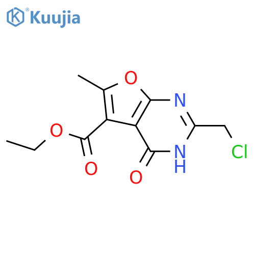 ethyl 2-(chloromethyl)-6-methyl-4-oxo-3H,4H-furo[2,3-d]pyrimidine-5-carboxylate structure