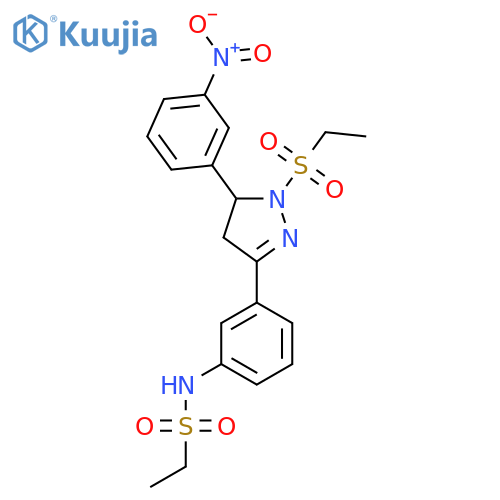 N-{3-1-(ethanesulfonyl)-5-(3-nitrophenyl)-4,5-dihydro-1H-pyrazol-3-ylphenyl}ethane-1-sulfonamide structure