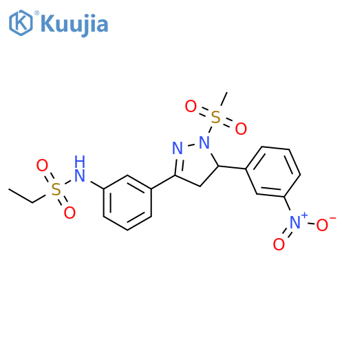 N-{3-1-methanesulfonyl-5-(3-nitrophenyl)-4,5-dihydro-1H-pyrazol-3-ylphenyl}ethane-1-sulfonamide structure
