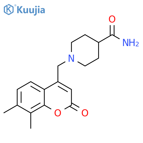 1-(7,8-dimethyl-2-oxo-2H-chromen-4-yl)methylpiperidine-4-carboxamide structure