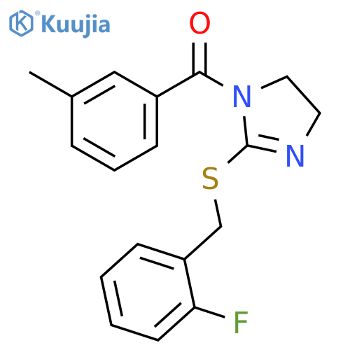 2-{(2-fluorophenyl)methylsulfanyl}-1-(3-methylbenzoyl)-4,5-dihydro-1H-imidazole structure