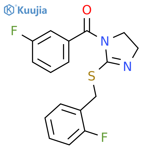 1-(3-fluorobenzoyl)-2-{(2-fluorophenyl)methylsulfanyl}-4,5-dihydro-1H-imidazole structure