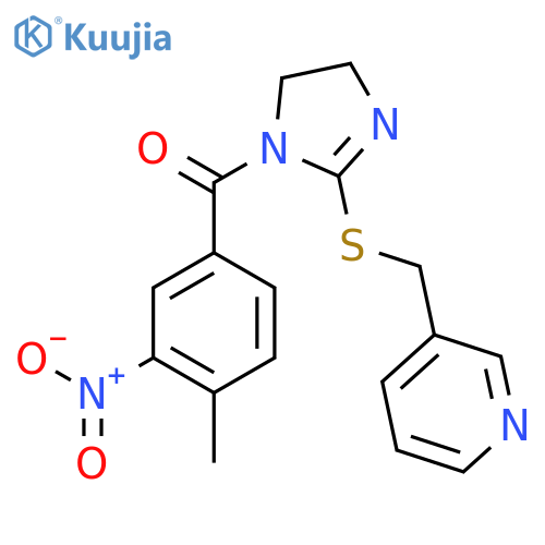 3-({1-(4-methyl-3-nitrobenzoyl)-4,5-dihydro-1H-imidazol-2-ylsulfanyl}methyl)pyridine structure