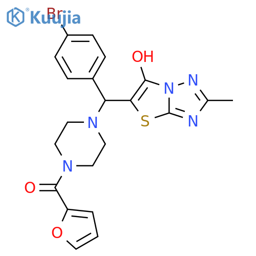5-(4-bromophenyl)4-(furan-2-carbonyl)piperazin-1-ylmethyl-2-methyl-1,2,4triazolo3,2-b1,3thiazol-6-ol structure