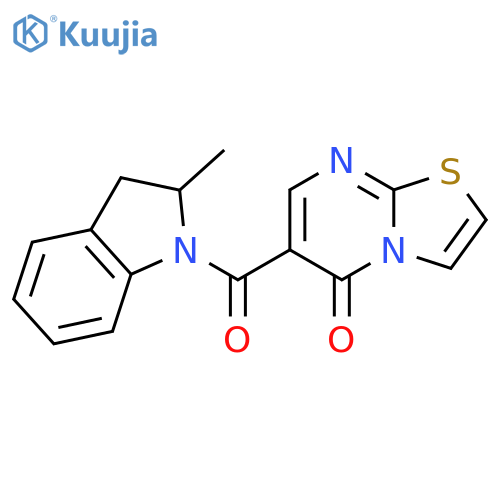 6-(2-methyl-2,3-dihydro-1H-indole-1-carbonyl)-5H-1,3thiazolo3,2-apyrimidin-5-one structure