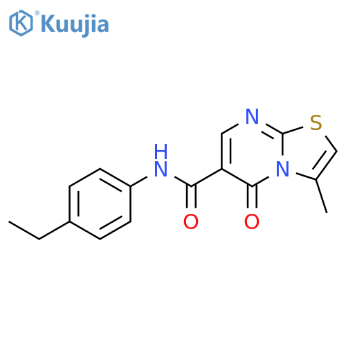 N-(4-ethylphenyl)-3-methyl-5-oxo-5H-1,3thiazolo3,2-apyrimidine-6-carboxamide structure