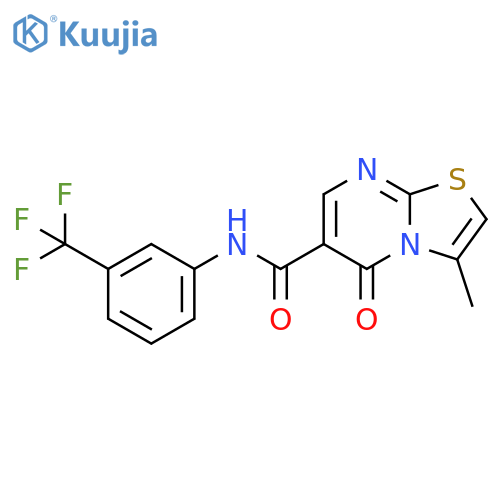 3-methyl-5-oxo-N-3-(trifluoromethyl)phenyl-5H-1,3thiazolo3,2-apyrimidine-6-carboxamide structure