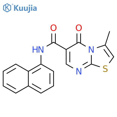 3-methyl-N-(naphthalen-1-yl)-5-oxo-5H-1,3thiazolo3,2-apyrimidine-6-carboxamide structure