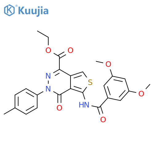ethyl 5-(3,5-dimethoxybenzamido)-3-(4-methylphenyl)-4-oxo-3H,4H-thieno3,4-dpyridazine-1-carboxylate structure
