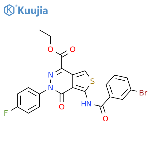 ethyl 5-(3-bromobenzamido)-3-(4-fluorophenyl)-4-oxo-3H,4H-thieno3,4-dpyridazine-1-carboxylate structure