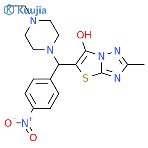 5-(4-ethylpiperazin-1-yl)(4-nitrophenyl)methyl-2-methyl-1,2,4triazolo3,2-b1,3thiazol-6-ol structure