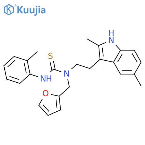3-2-(2,5-dimethyl-1H-indol-3-yl)ethyl-3-(furan-2-yl)methyl-1-(2-methylphenyl)thiourea structure