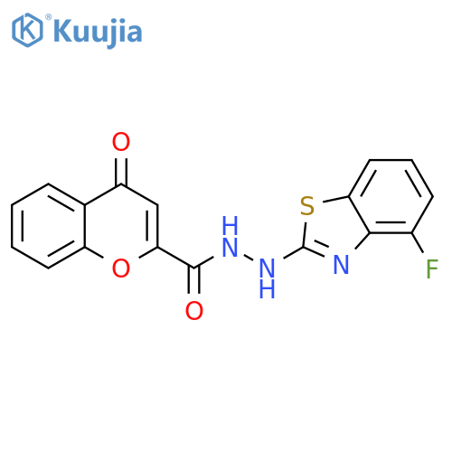 N'-(4-fluoro-1,3-benzothiazol-2-yl)-4-oxo-4H-chromene-2-carbohydrazide structure
