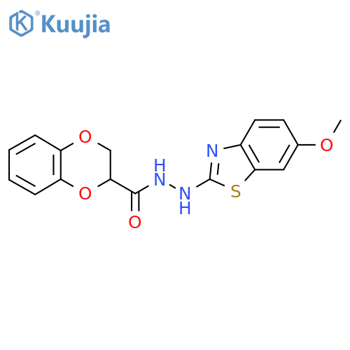 N'-(6-methoxy-1,3-benzothiazol-2-yl)-2,3-dihydro-1,4-benzodioxine-2-carbohydrazide structure
