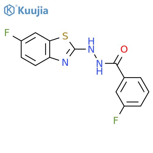 3-fluoro-N'-(6-fluoro-1,3-benzothiazol-2-yl)benzohydrazide structure