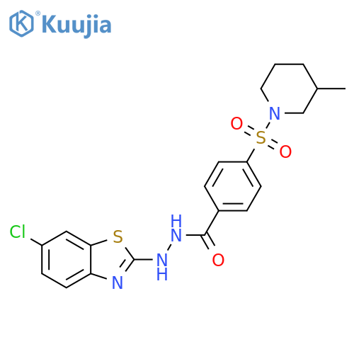 N'-(6-chloro-1,3-benzothiazol-2-yl)-4-(3-methylpiperidin-1-yl)sulfonylbenzohydrazide structure