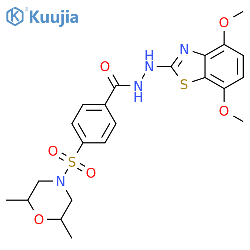 N'-(4,7-dimethoxy-1,3-benzothiazol-2-yl)-4-(2,6-dimethylmorpholin-4-yl)sulfonylbenzohydrazide structure