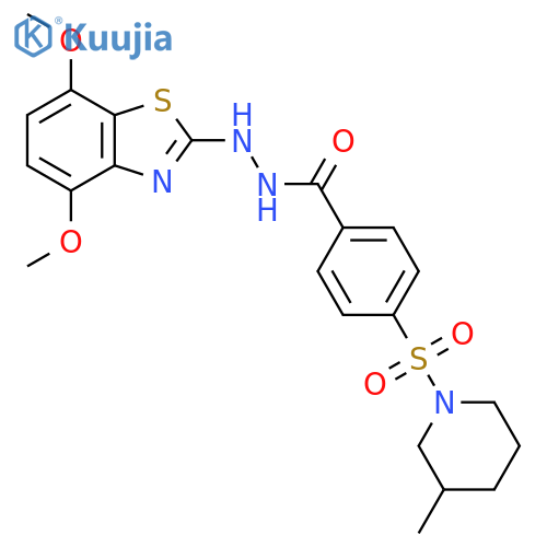 N'-(4,7-dimethoxy-1,3-benzothiazol-2-yl)-4-(3-methylpiperidin-1-yl)sulfonylbenzohydrazide structure