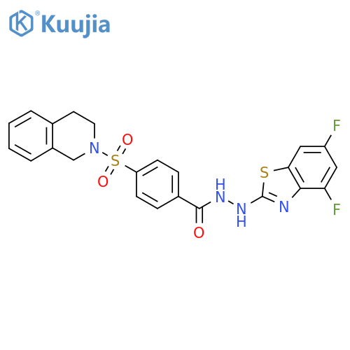 N'-(4,6-difluoro-1,3-benzothiazol-2-yl)-4-(1,2,3,4-tetrahydroisoquinoline-2-sulfonyl)benzohydrazide structure