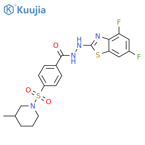 N'-(4,6-difluoro-1,3-benzothiazol-2-yl)-4-(3-methylpiperidin-1-yl)sulfonylbenzohydrazide structure