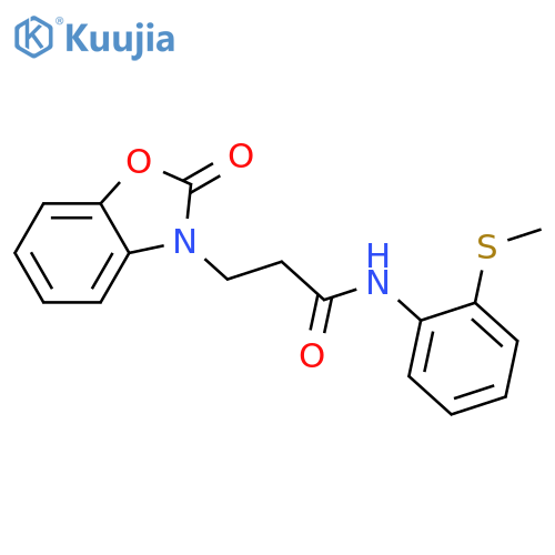N-2-(methylsulfanyl)phenyl-3-(2-oxo-2,3-dihydro-1,3-benzoxazol-3-yl)propanamide structure