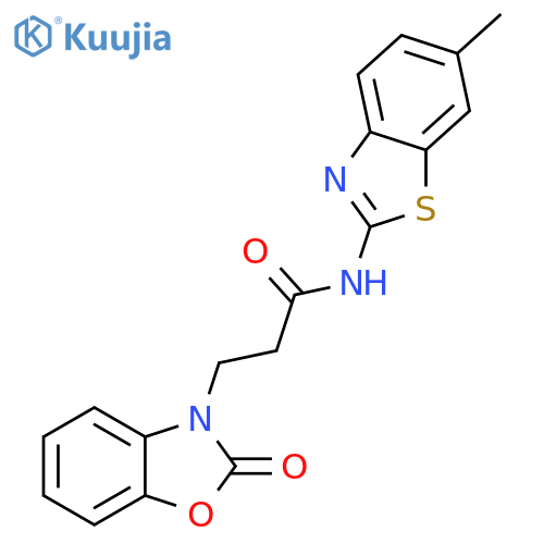 N-(6-methyl-1,3-benzothiazol-2-yl)-3-(2-oxo-2,3-dihydro-1,3-benzoxazol-3-yl)propanamide structure