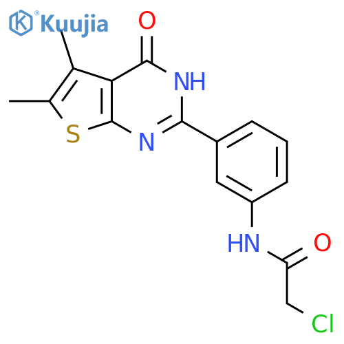 2-chloro-N-(3-{5,6-dimethyl-4-oxo-3H,4H-thieno2,3-dpyrimidin-2-yl}phenyl)acetamide structure
