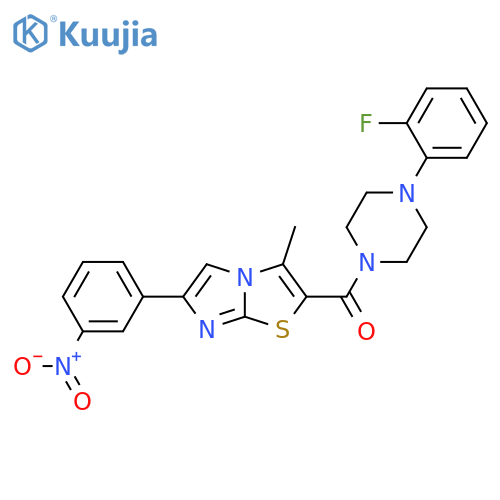1-(2-fluorophenyl)-4-3-methyl-6-(3-nitrophenyl)imidazo2,1-b1,3thiazole-2-carbonylpiperazine structure