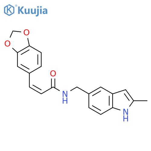 (2Z)-3-(2H-1,3-benzodioxol-5-yl)-N-(2-methyl-1H-indol-5-yl)methylprop-2-enamide structure