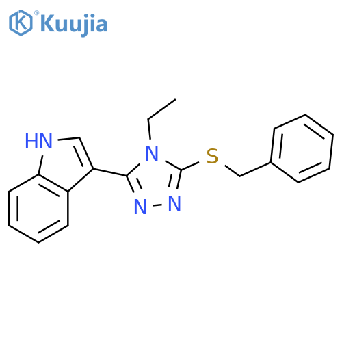 3-5-(benzylsulfanyl)-4-ethyl-4H-1,2,4-triazol-3-yl-1H-indole structure