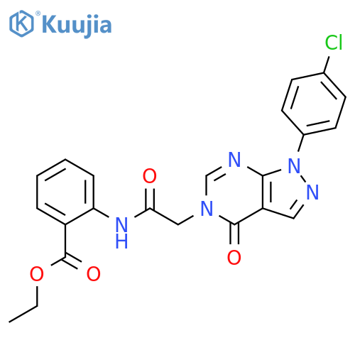 ethyl 2-{2-1-(4-chlorophenyl)-4-oxo-1H,4H,5H-pyrazolo3,4-dpyrimidin-5-ylacetamido}benzoate structure